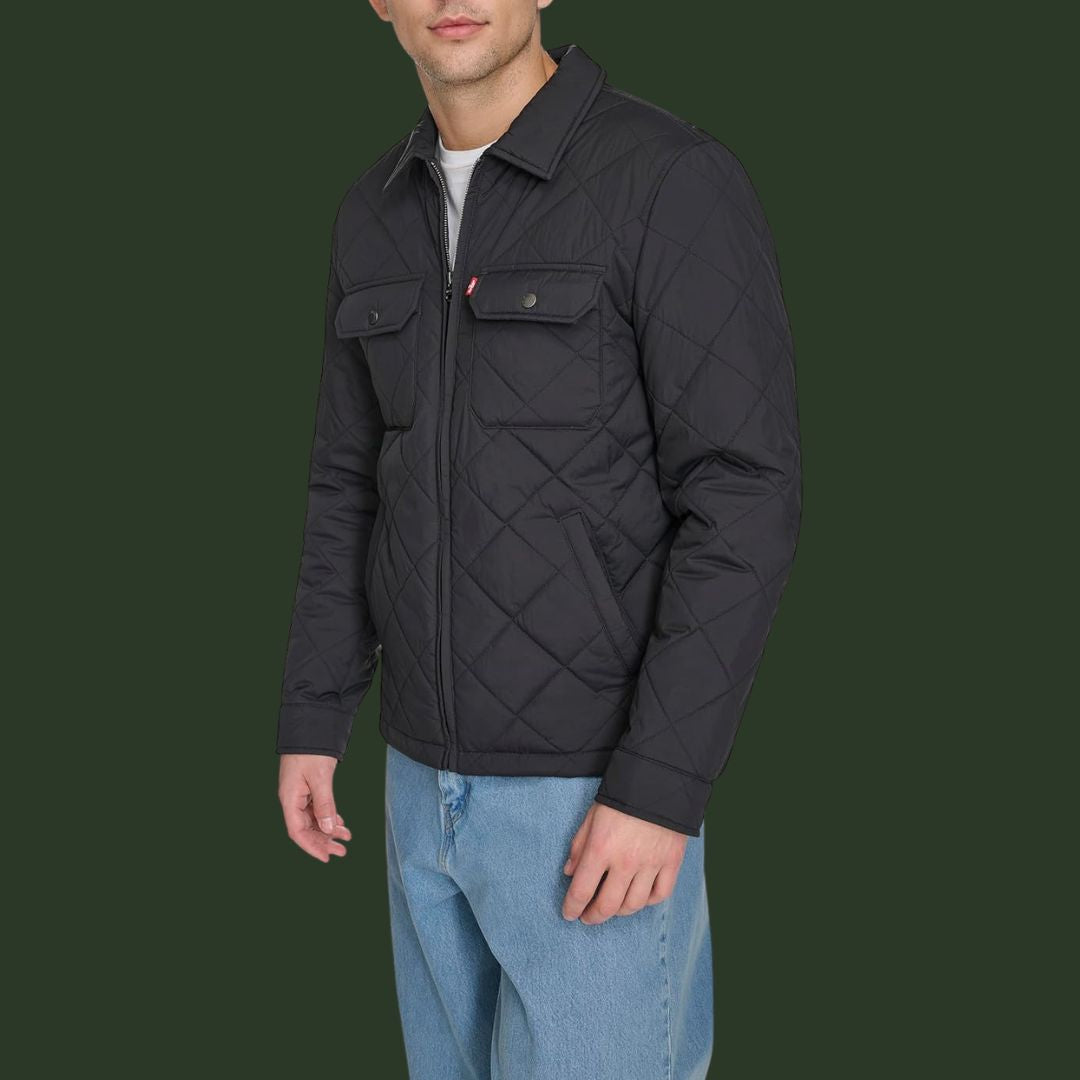 Hendrik – Elegante, gesteppte Übergangsjacke in Schwarz